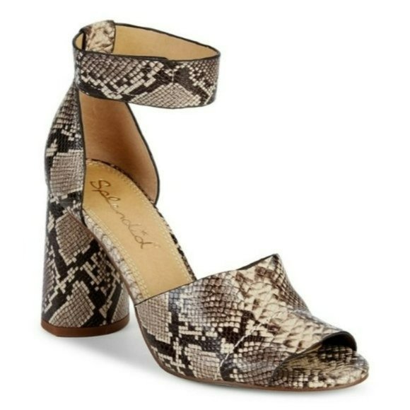 Splendid Shoes - Splendid Thandie Embossed Leather Ankle-Strap Sandals -Natural Snake